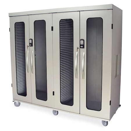 Harloff Quad Column Medical Storage Cabinet with Double Wide Open Columns, Glass Doors, Electronic Keypad MSPM84-20GEK